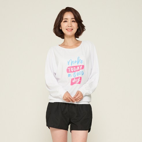 일리카이 여성용 굿데이 화이트 루즈핏 래쉬가드 + 팬츠 세트
