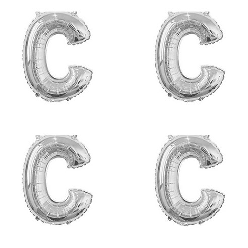 이니셜 글자 은박 풍선 알파벳 대 C, 실버, 4개