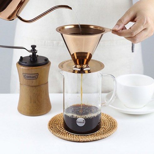 티타늄 코팅 이중망 커피필터 드리퍼로 풍부한 커피 경험