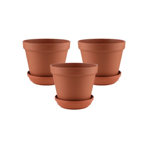 폴란드 플라스틱 테라코타 화분 GLINKA-TERRACOTTA11 3p, 브라운
