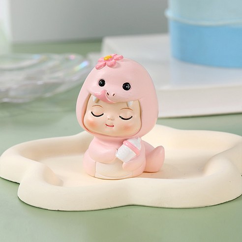홈플로우 러블리한 뱀띠 용띠 베이비 홈데코 피규어 장식품, 핑크뱀