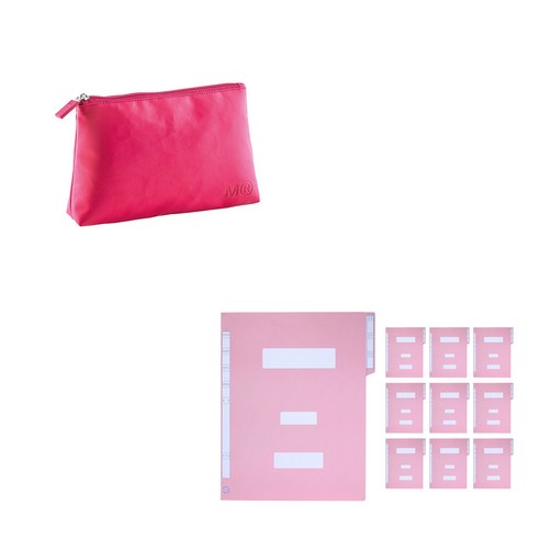 미켈리우스 캔디 칼라 코스메틱 백 + 청운 종이 정부화일 10p 세트, 핑크(백),  랜덤발송(화일), 1세트