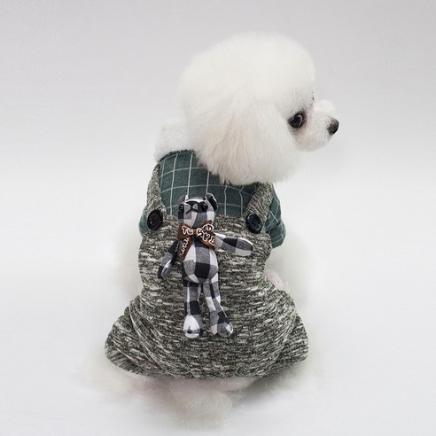 반려동물 MING A 털 곰인형 멜빵, 카키