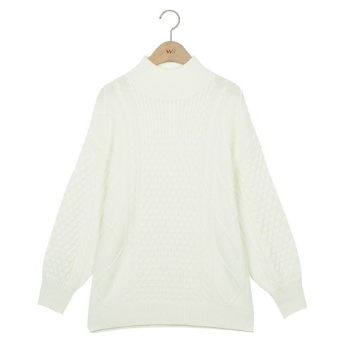 W9 여성용 Cashmere blended 케이블 브이넥 니트 풀오버