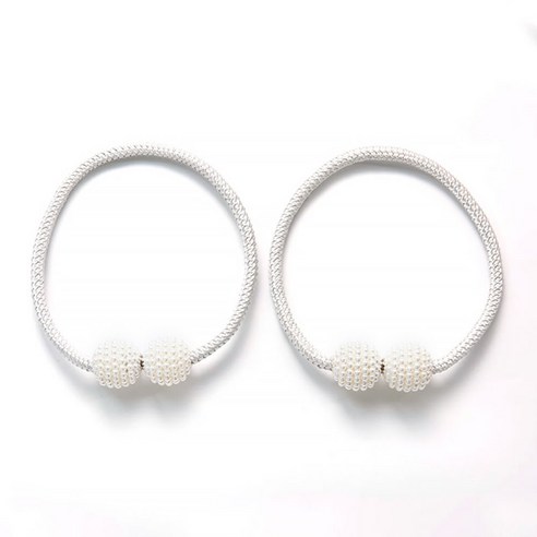 지앤와이 진주알 자석 커튼 타이백 50cm, 화이트, 2개