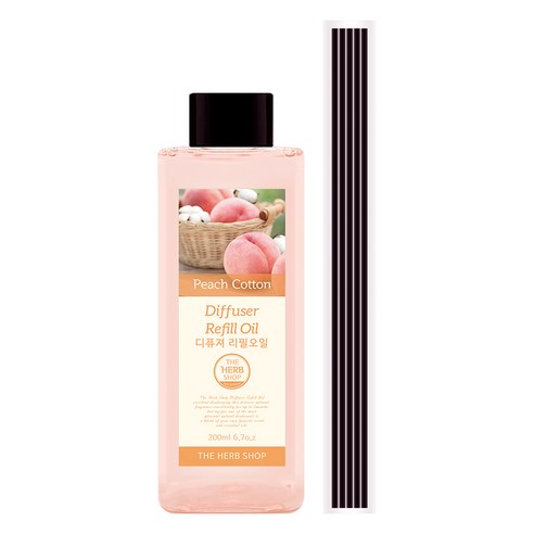 더허브샵 디퓨저 리필오일, 피치코튼, 200ml, 1개