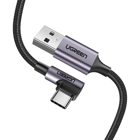 유그린 90도 USB A타입-C타입 퀵차지 고속충전케이블, 2m, 혼합색상, 1개