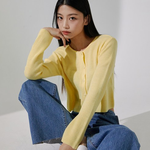 미쏘 여성용 라운드넥 크롭 가디건