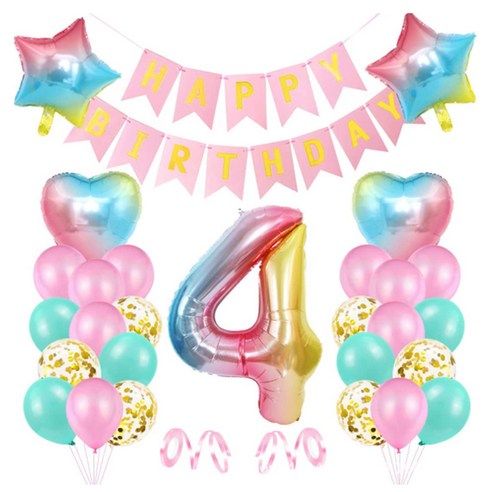 마켓감성 그라디언트 생일 축하 번호 풍선 세트, 타입4, 1세트