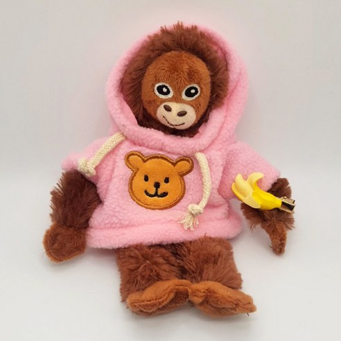 버블리데이 귀여운 원숭이 인형 키링 가방장식, 20cm, 핑크 + 바나나핀, 1개