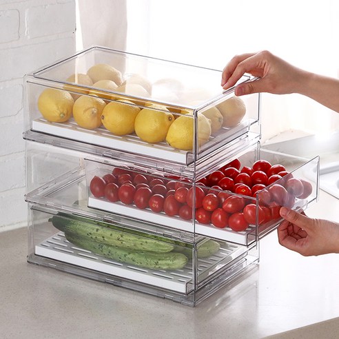 리본제이 리메이크 냉장고 모듈형 채반 서랍 2p + 디자인 스티커, 혼합색상, 1세트