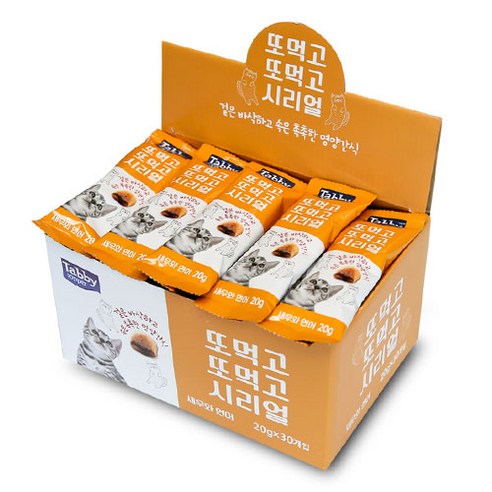 테비토퍼 고양이 또먹고또먹고 시리얼 스낵 생선 20g x 30p, 혼합맛(대구+연어), 600g, 1개