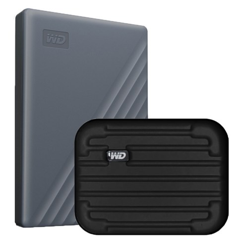WD My Passport Works with USB C 외장하드 + 파우치 세트, 그레이, 5TB