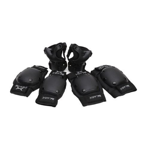 엑스원드라이브 어린이 자전거 인라인 킥보드 무릎 + 팔꿈치 + 손목 보호대 세트 KS-305, 블랙, 1세트
