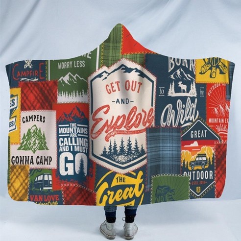 소니오 캠핑 스타일 케이프 후드 담요 화이트벨벳 150 x 200 cm, TYPE 02, 1개