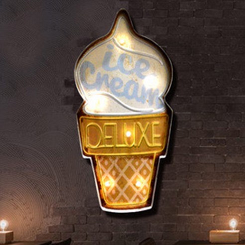 쿼르디 미국 복고풍 LED 벽장식 펜던트 화이트 아이스크림, 혼합색상