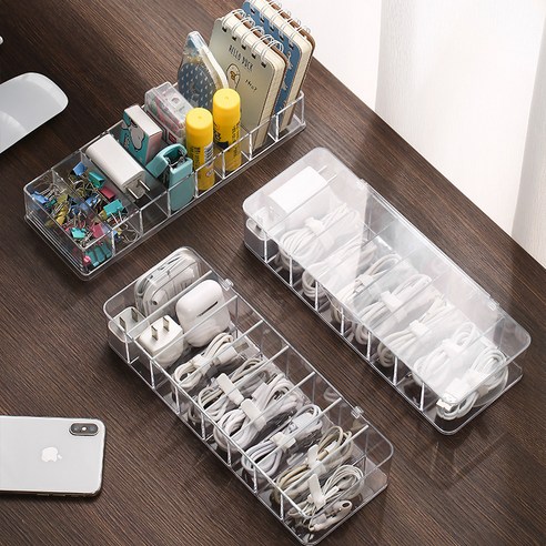 케이블 잡동사니 해결을 위한 다용도 아크릴 이어폰 및 USB 케이블 정리함