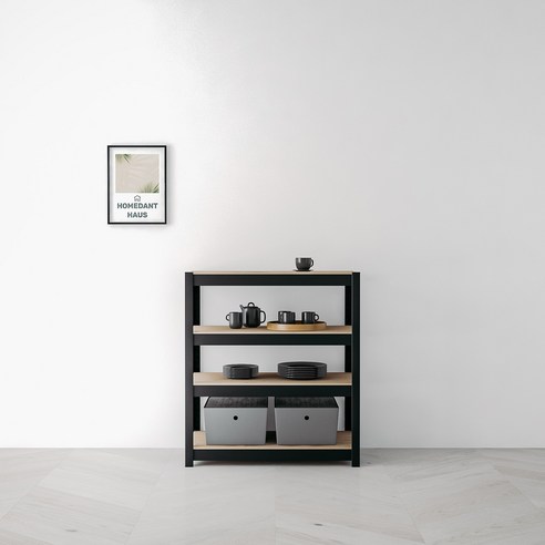 홈던트 하우스 철제 스탠드선반 4단 800 x 300 x 900 mm, 블랙