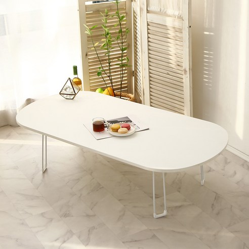 LPM 샤르망 타원형 접이식 테이블 1200 x 600 mm, 퍼펙트화이트