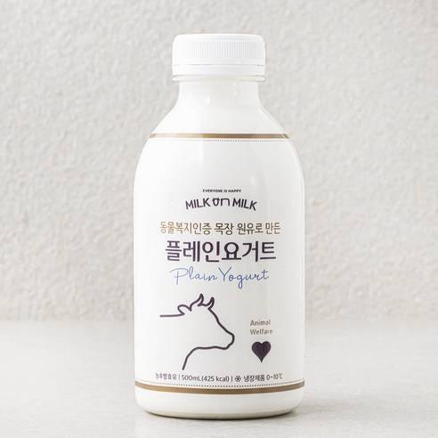 동물복지 인증 밀크온밀크 목장 원유로 만든 플레인 요거트, 500ml, 1개입, 1개
