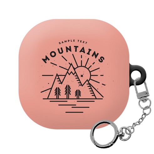 몬드몬드 라인 아트 해피 갤럭시 버즈프로/버즈라이브 하드 케이스 + 키링, Mountains 002