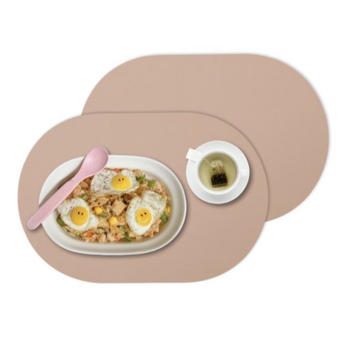 디아르 플래티넘 실리콘 방수 플레인 식탁매트, 핑크베이지, 43 x 29.5 cm, 2개