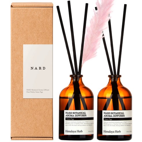 부케가르니 나드 보타니컬 아로마 디퓨저 100ml x 2p + 핑크뮬리, 그린페이지