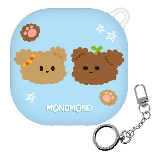 몬드몬드 베어프렌즈 갤럭시 버즈 2 / 프로 / 라이브 호환 케이스 + 키링 세트, 캐주얼베어(케이스), 실버(키링)