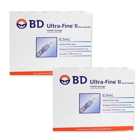 벡톤디킨슨 울트라파인 2 인슐린 주사기 31g 8mm 0.5ml, 2개, 100개입