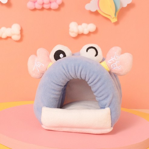 요런개 소동물 귀엽고 포근한 은신처 M, 블루 꽃게, 1개