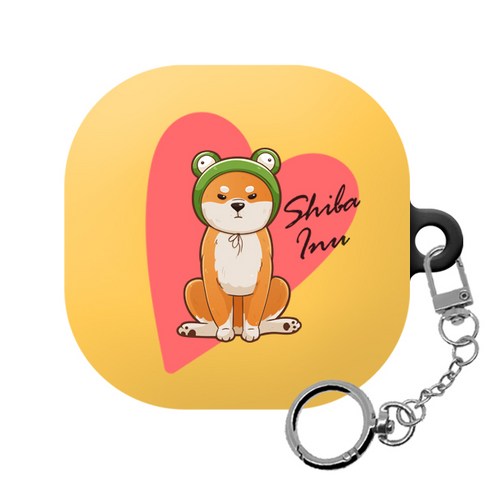 몬드몬드 휴식 시바 갤럭시 버즈 프로 라이브 하드 케이스 + 키링, 옐로우
