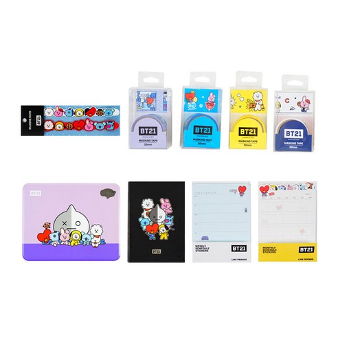 BT21 다이어리 마스킹 꾸미기 30mm 문구 세트, 혼합색상, 1세트