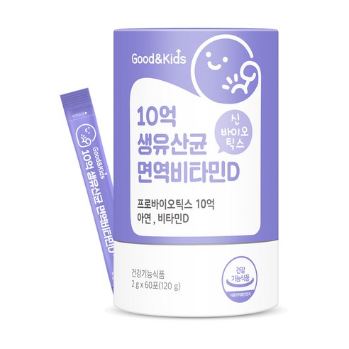 내츄럴플러스 굿앤키즈 10억 생유산균 면역비타민D 60p, 120g, 2개