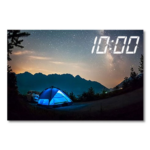 홈마인 LED 캔버스 프린팅 액자 시계 캠핑, 600-HM-CAMPING-05