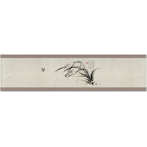 BNP 전통 민화 린넨 방수 테이블러너, 05 스타일 5, 32 x 140 cm