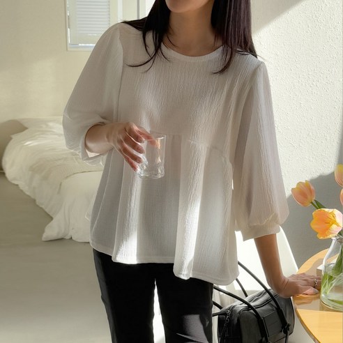 보리맘 머핀 셔링 퍼프 프릴 블라우스 빅사이즈 임부복 a13
