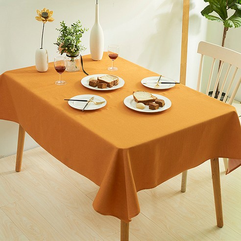 마켓에이 컬러 방수 무지 식탁보, 오렌지, 120 x 160 cm