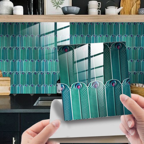 글리치모드 욕실 타일스티커 25p, 블루그린