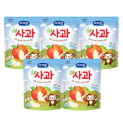 일동후디스 아이얌 동결건조 과일칩, 15g, 5개, 순사과