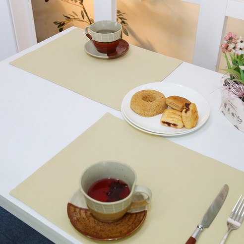 나산데코 면 테이블 매트 4p, 코코넛밀크, 40 x 30 cm, 4개