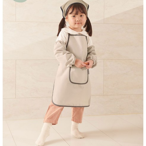 베베슈에뜨 아동용 파스텔 방수 앞치마 + 두건 + 팔토시 세트