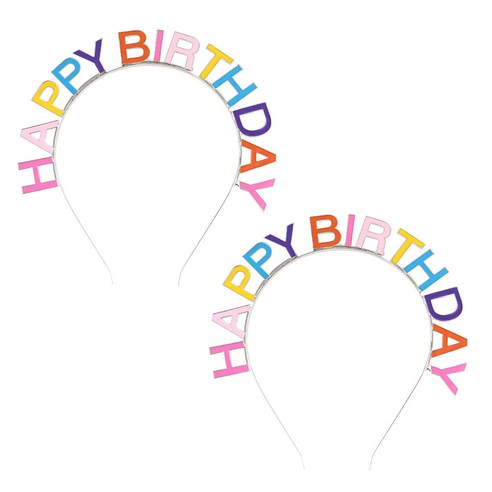 리빙다 컬러 해피 생일 머리띠, 실버, 2개