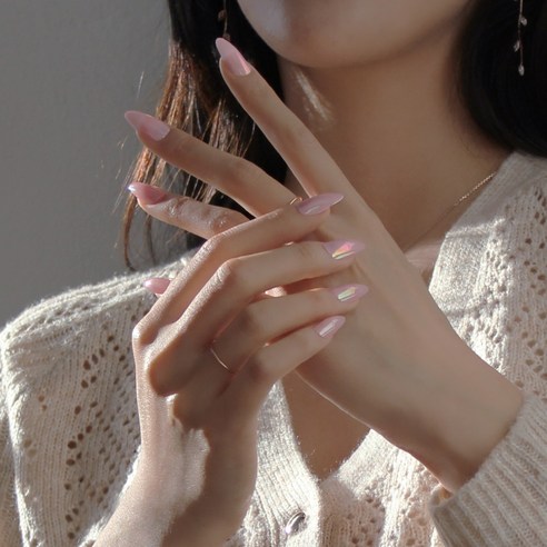 네일하다 붙이는 반영구 젤네일팁 스틸레토쉐입 24p + 전용 양면테이프 + 알콜스왑 세트, 스윗네온펄, 1세트