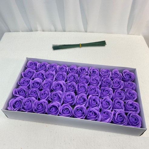 이플린 3겹 비누꽃 장미 50p + 일반꽃대 50p, 중보라