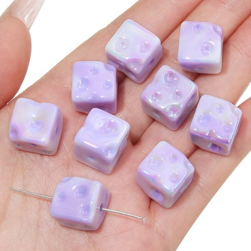 알로데 스퀘어 치즈 글로시 큐브 DIY 비즈 14 x 14 mm 5p, A04 퍼플, 5개