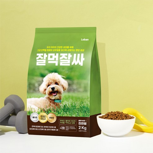 강아지 잘먹잘싸 전연령 애견 건식사료, 연어, 2kg, 2개