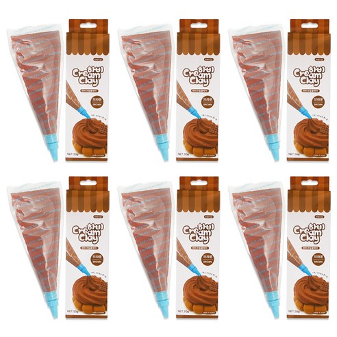 토단교재 하비 크림클레이 6p, 브라운, 50g, 6개