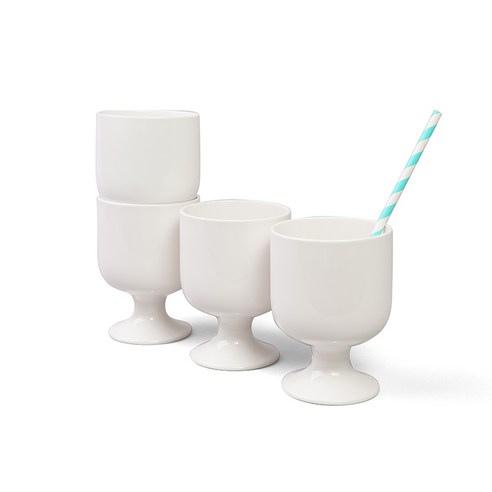 보울보울 국산 볼볼홈파티 고블렛잔 400ml, 밀크화이트, 4개