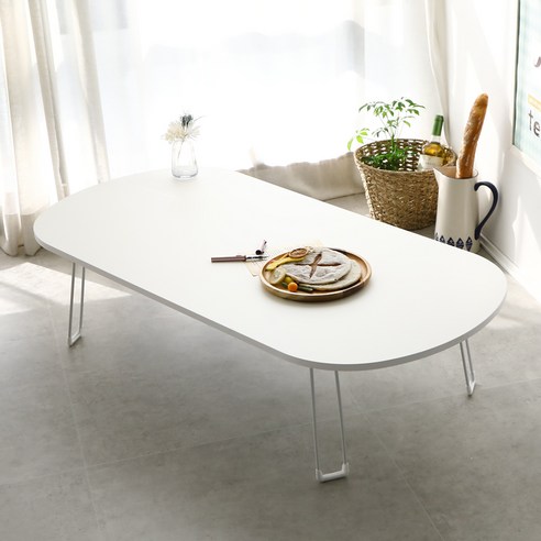 트리팜 PET 타원형 슈퍼매트 테이블 1200 x 600 mm, 크림 화이트