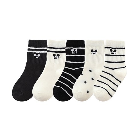 제이셀 여아용 블랙앤화이트 양말 5종 세트 J45